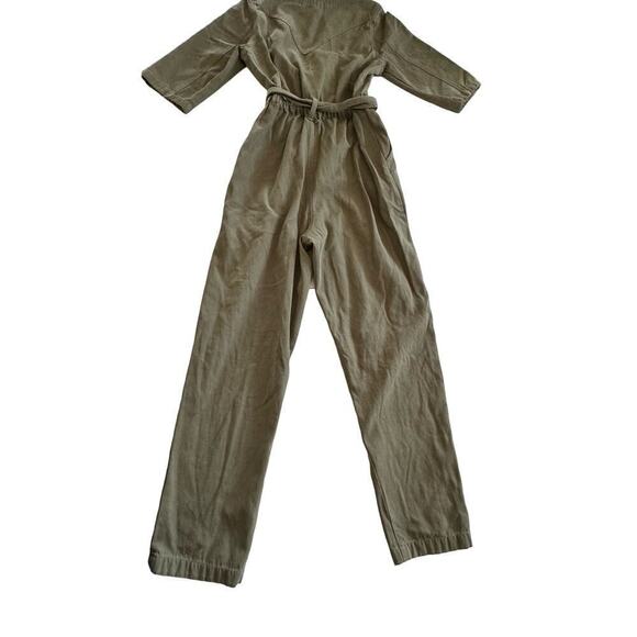 Mod Ref Jumpsuit Short Sleeve Olive Green‎ Tie Waist Snap Front Size S - Picture 2 of 13